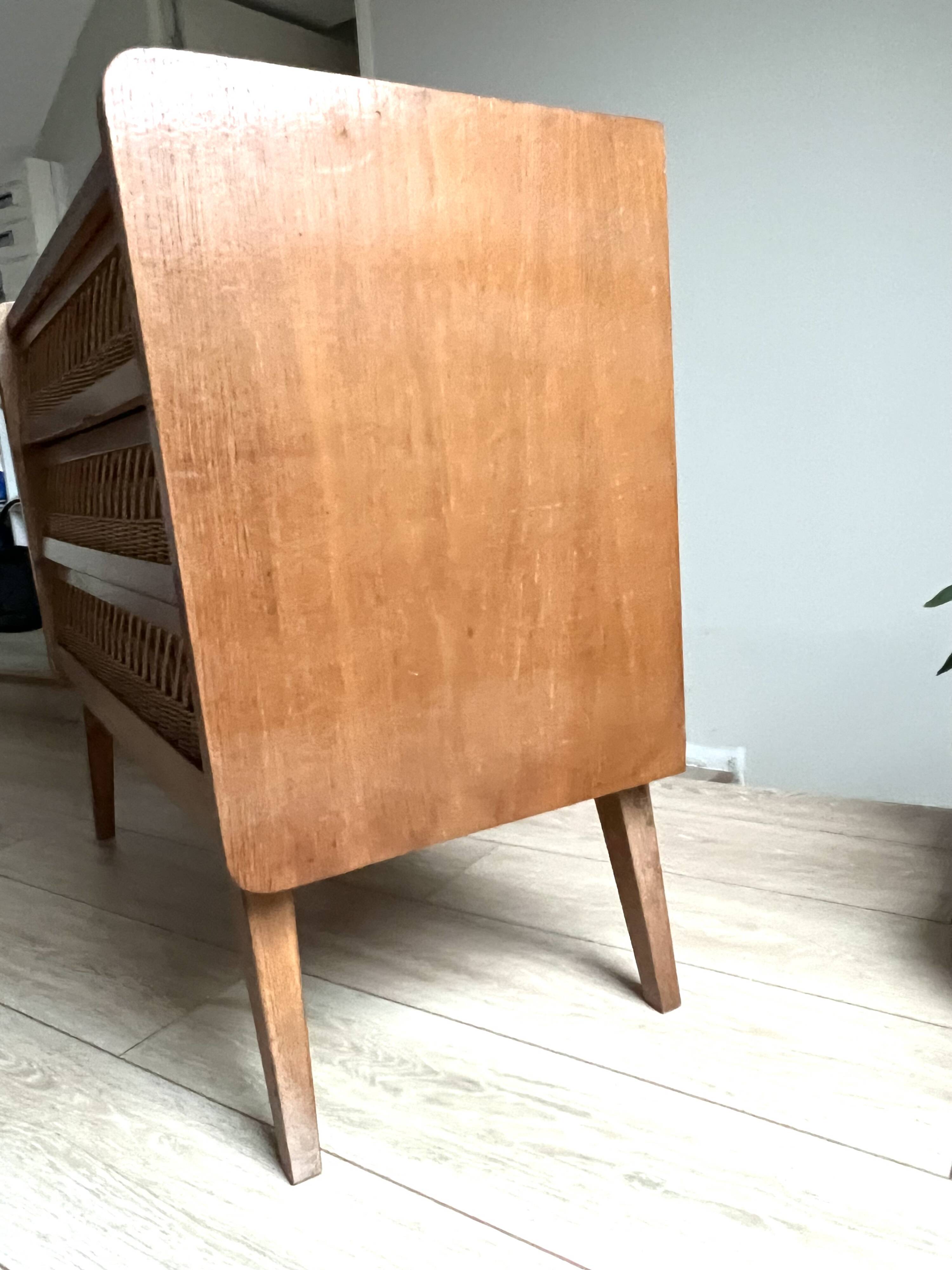 Commode bois et rotin