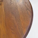 Table à manger ronde en teck avec pieds en acier, 1986