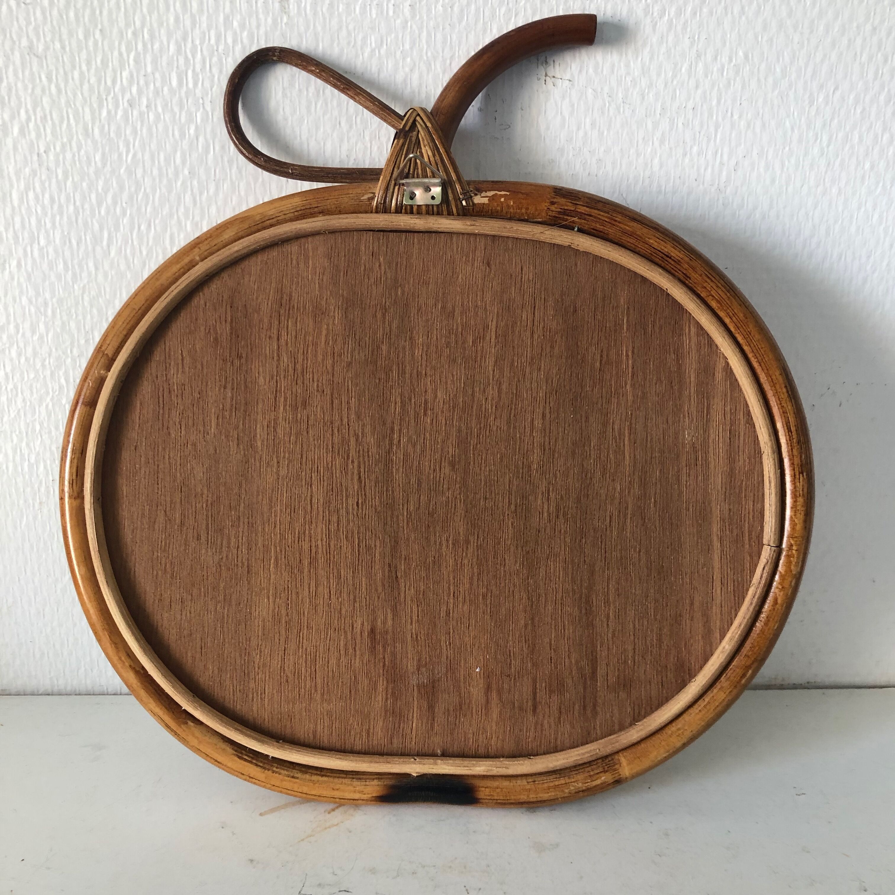 Rattan apple mirror 1960s 32 x 31 cm