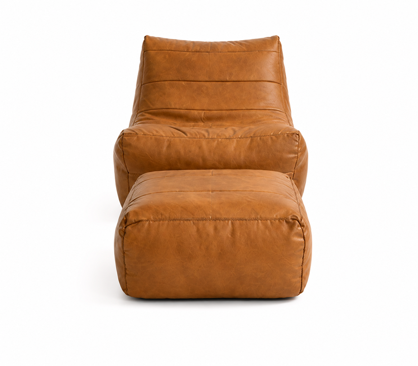 Vintage camel lounge chair with footrest