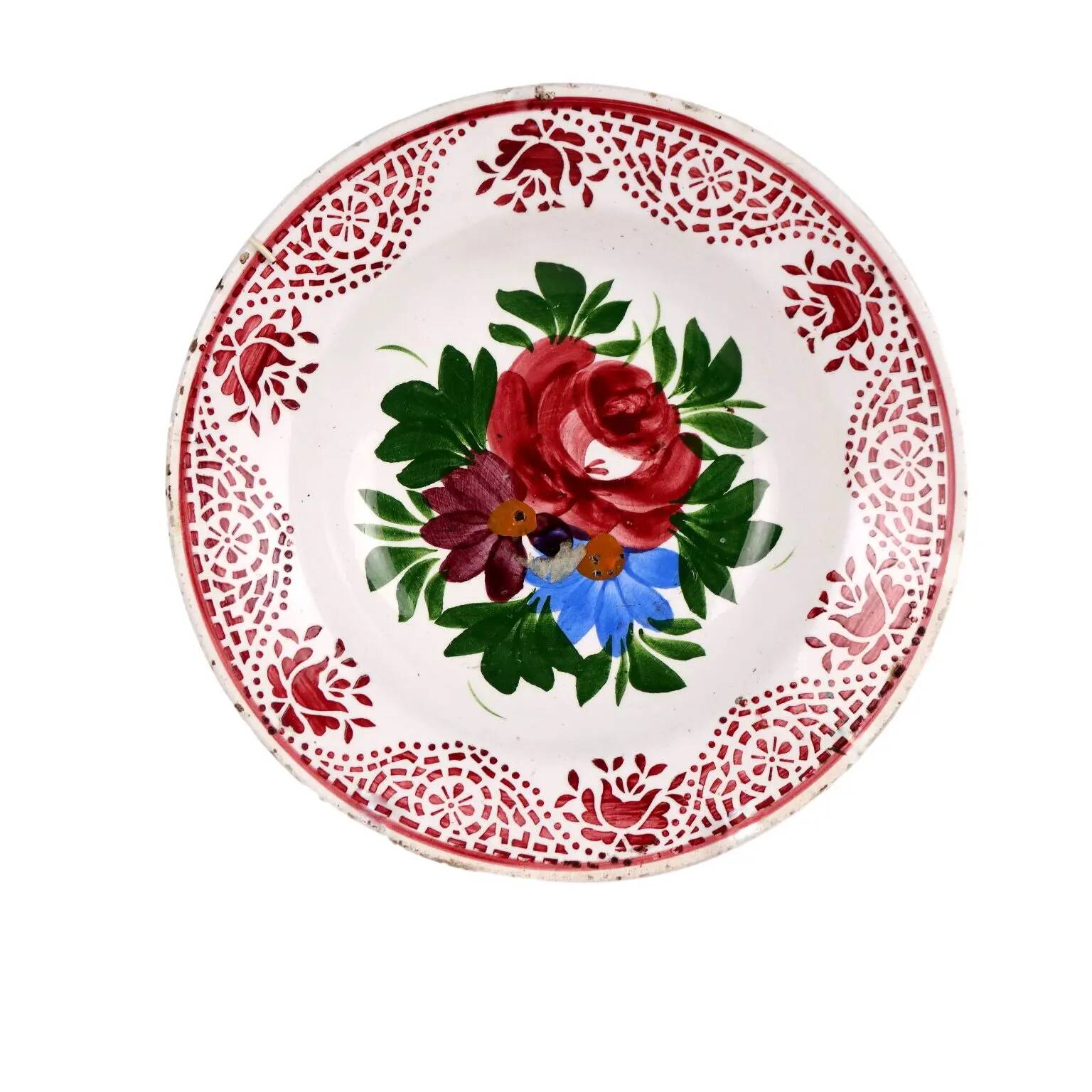 Antique majolica ceramic plate, France, 20th century