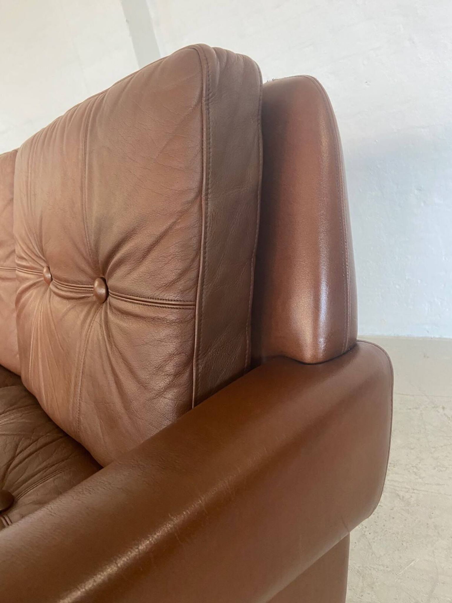 Vintage Danish retro Svend Skipper 3 person sofa in chestnut brown leather