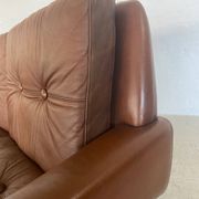 Vintage Danish retro Svend Skipper 3 person sofa in chestnut brown leather