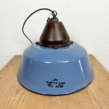 Industrial Blue Enamel and Cast Iron Pendant Light, 1960s