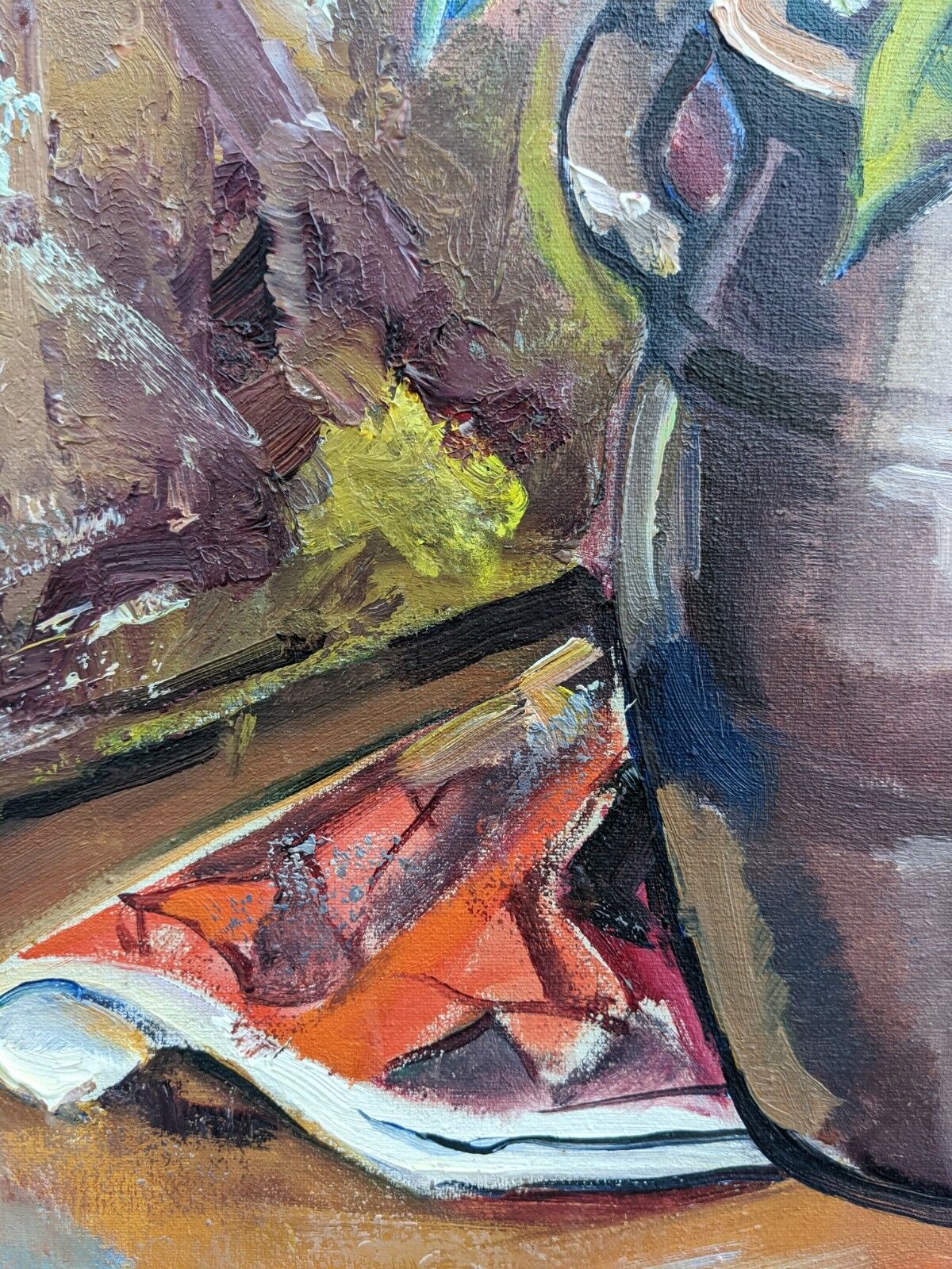 Mid 20th Century "Flower Jar" Swedish Modernist Still Life Oil Painting, Framed