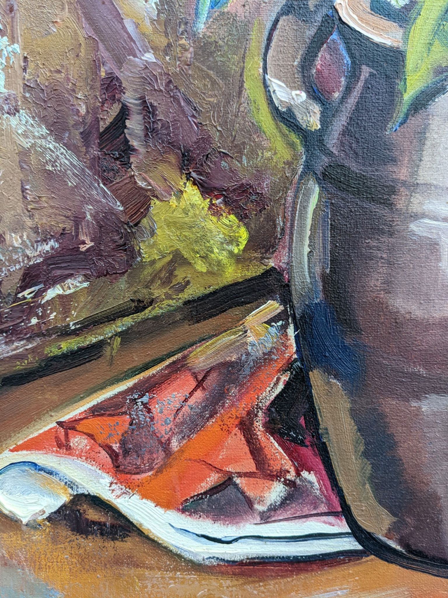 Mid 20th Century "Flower Jar" Swedish Modernist Still Life Oil Painting, Framed