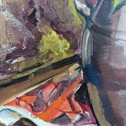 Mid 20th Century "Flower Jar" Swedish Modernist Still Life Oil Painting, Framed