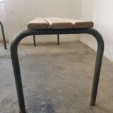 Pair of vintage metal and wood school benches