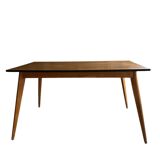 Scandinavian wooden and black table, 50s-70s