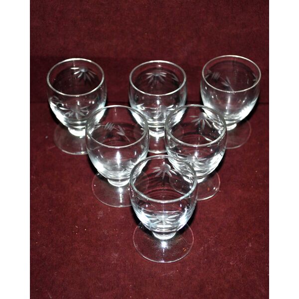 Lot de 6 verres à liqueur en verre soufflé vintage - shooter verre à goutte  schnaps | Selency