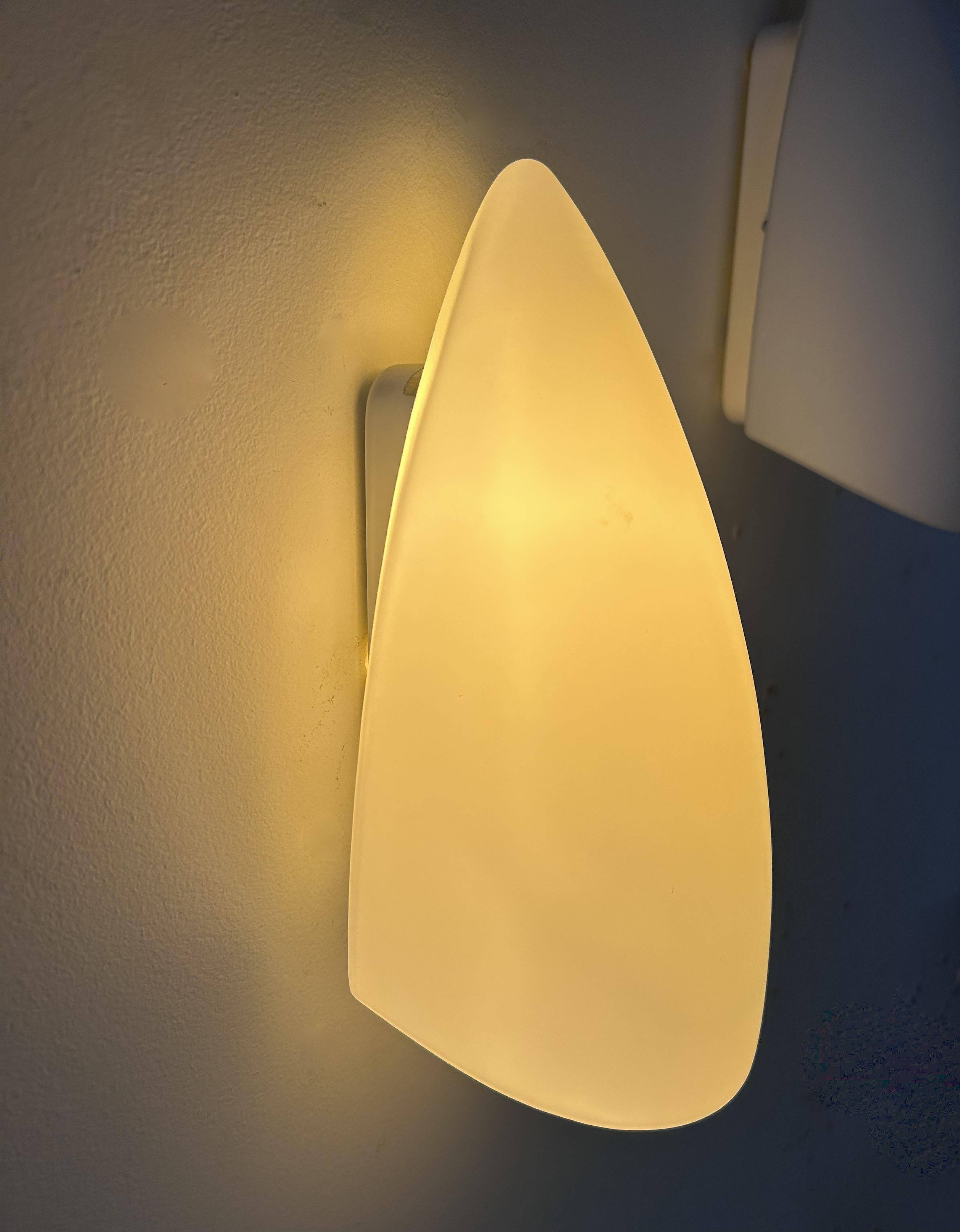 Pair of vintage white opaline wall lights, France 1970s