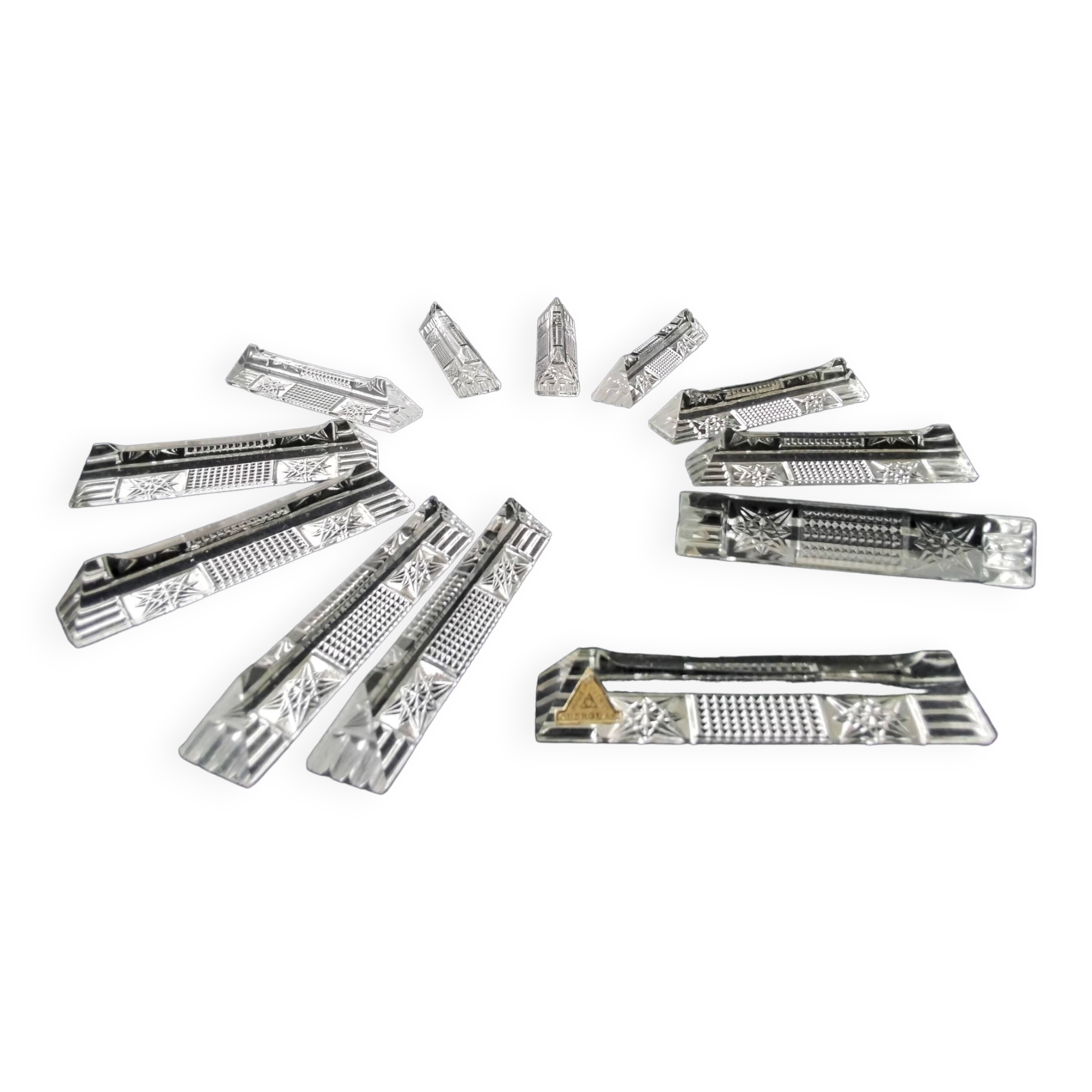 Box of 12 crystal knife holders Oberglas Austria