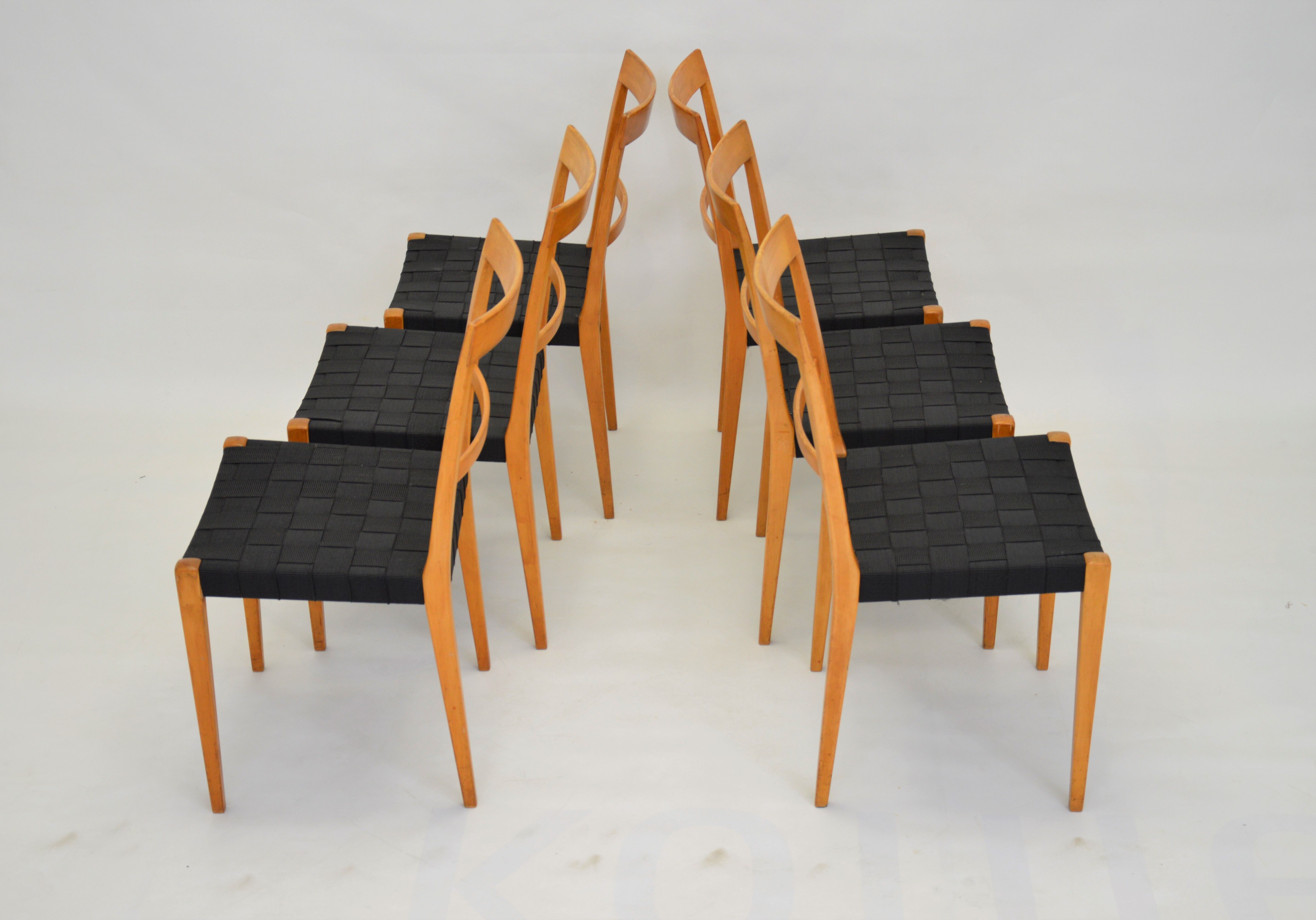 Set of 6 dinning chairs  Bruno Mathsson Mimat Mi 401