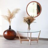 Round Coffee Table - Glass top and beech base