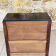 Art Deco bedside table in walnut, black marble top, circa 1920.