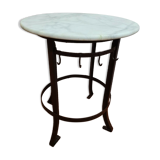 Iron pedestal table and marble top