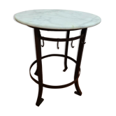 Table guéridon en fer et dessus marbre