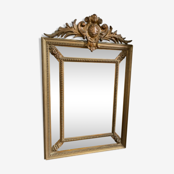 Miroir ancien en bois doré  69x107cm