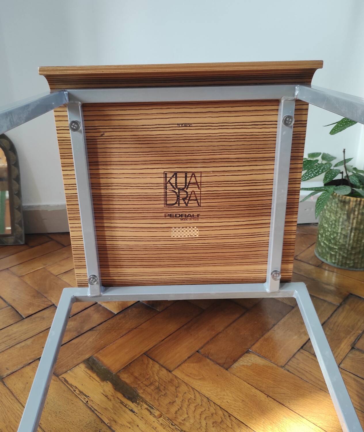 Italian design chair Pedrali "Kuadra" in Zebrano wood