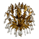 Ancien lustre à Pampilles laiton design Banci Firence Italie an 50