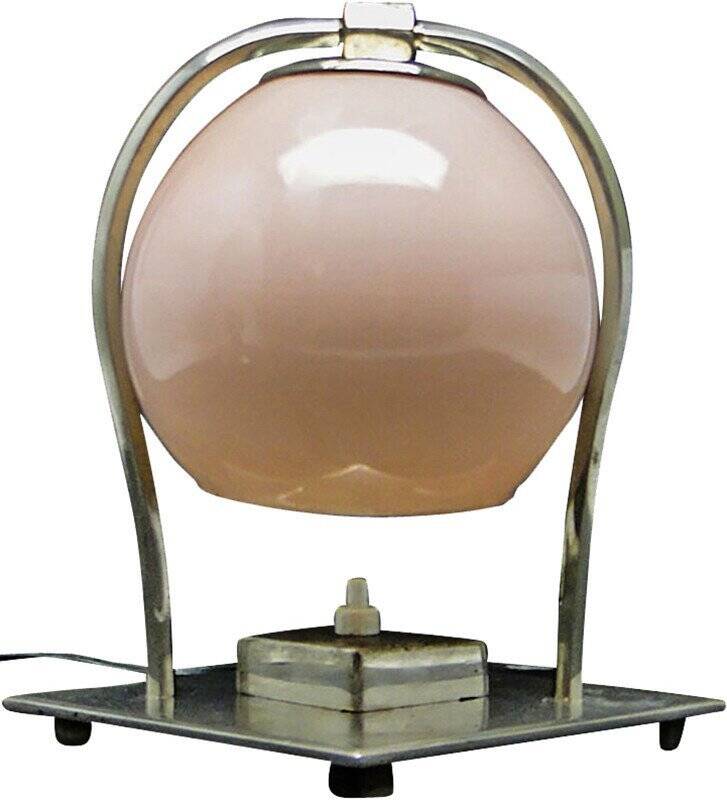 Glass and metal table lamp, Germany, 1930s