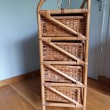 Chest of drawers in wicker and rattan