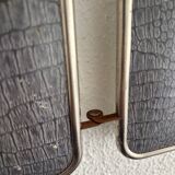 Vintage 1960s triptych mirror barber blue crocodile effect - 20 x