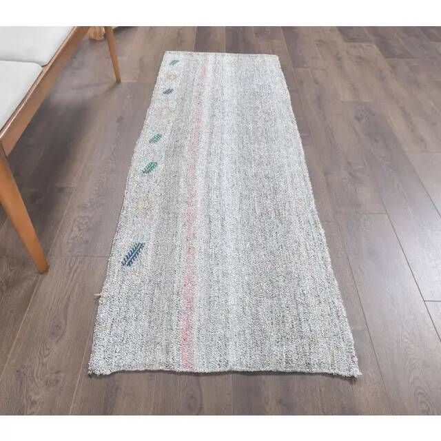Turkish Vintage Kilim Handwoven Flatweave Wool Rug 70x195
