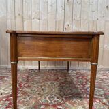 Flat desk with sliding shelves – Louis XVI style – Mahogany, leather and lace
