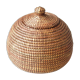 Round braided fiber box, basket, 80s