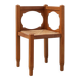 Art Deco Oak Corner Chair with Cut‑Out Backrest and Rush Seat, Belgium, cir