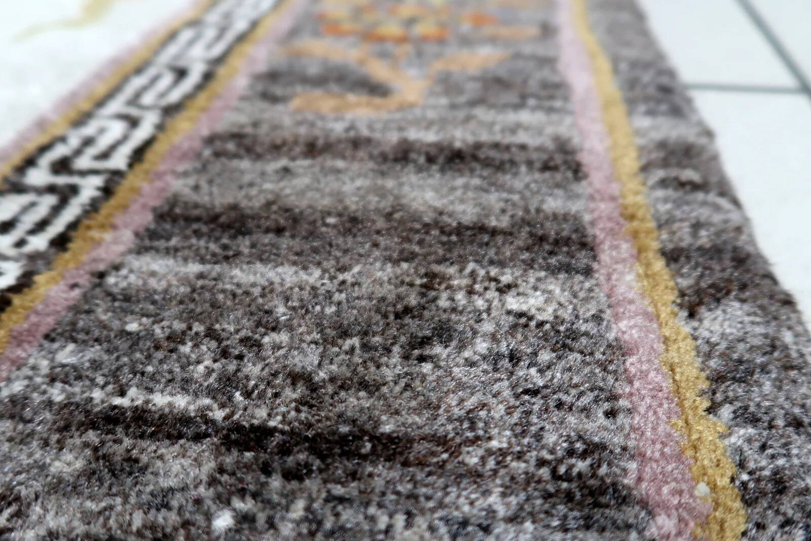 Vintage Tibetan Art Deco Khaden rug 95cm x 202cm 1960s