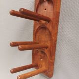 Beautiful Danish wine rack/holder for 3 bottles of wine on the wall. 1980s