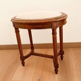 Louis XVI style stool in stained beech with velvet seat. 20th century.