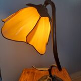 Table lamp bronze and stained glass, Tiffany style, 1991