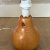 vintage wooden lamp small model with fabric shade 80's design