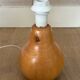 vintage wooden lamp small model with fabric shade 80's design