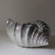 Large iridescent barbotine shell bowl, Italy vintage