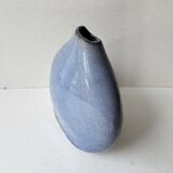Free-form blue glazed ceramic vase - Height 17cm