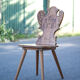 Set of 4 carved wooden stepladder chairs, pharmacy, brutalist, mountain style