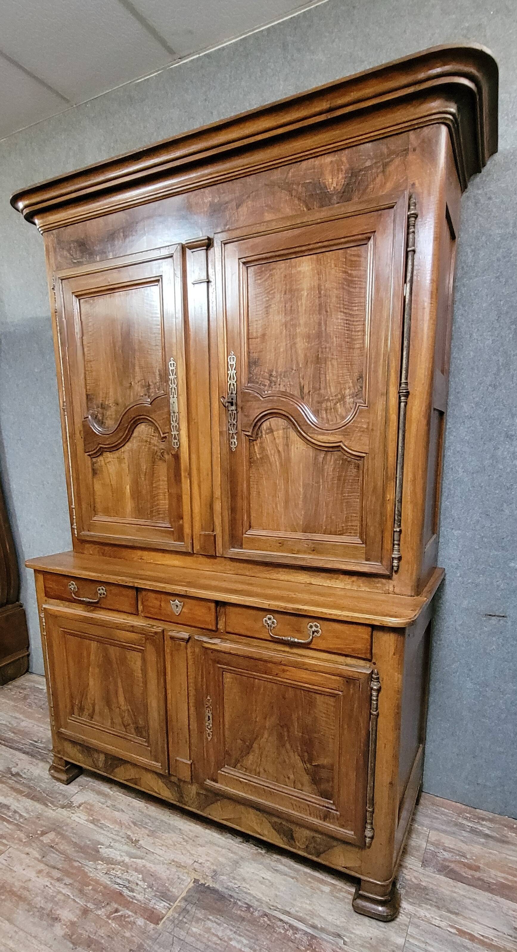 Louis XV period two-part walnut buffet