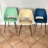 3 chairs barrel 50/60s skaï