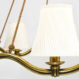 Large Viennese Modernism curved brass wave chandelier by Hugo Gorge, 1940s