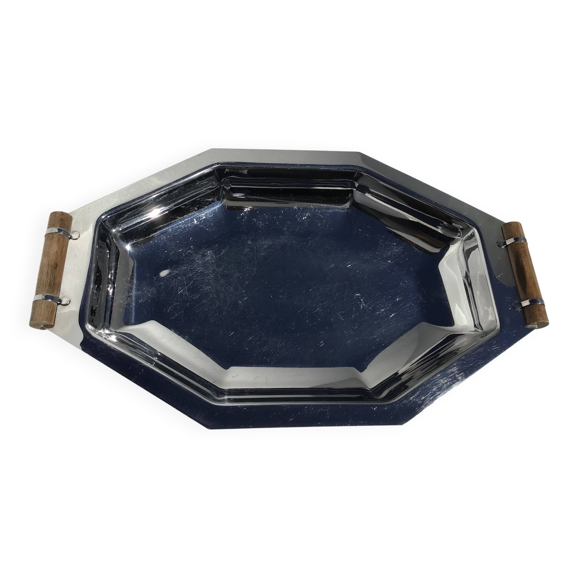 Coupe inoxydable octogonale poignées bois