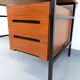 Vintage modernist double-sided desk in mahogany and black metal from the 1960s