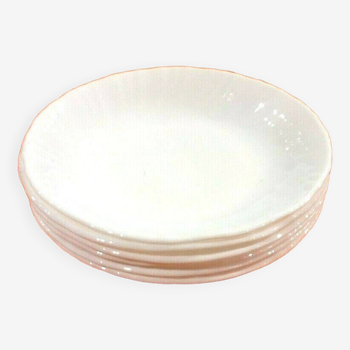 6 hollow plates Arcopal France Color: Milk white Festoon model