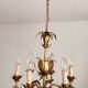 Vintage Hollywood Regency 6 light Chandelier gilded Italy Florence 1950-60