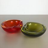 Murano Sommerso glass shell bowls Cenedese Vetri, 1960s