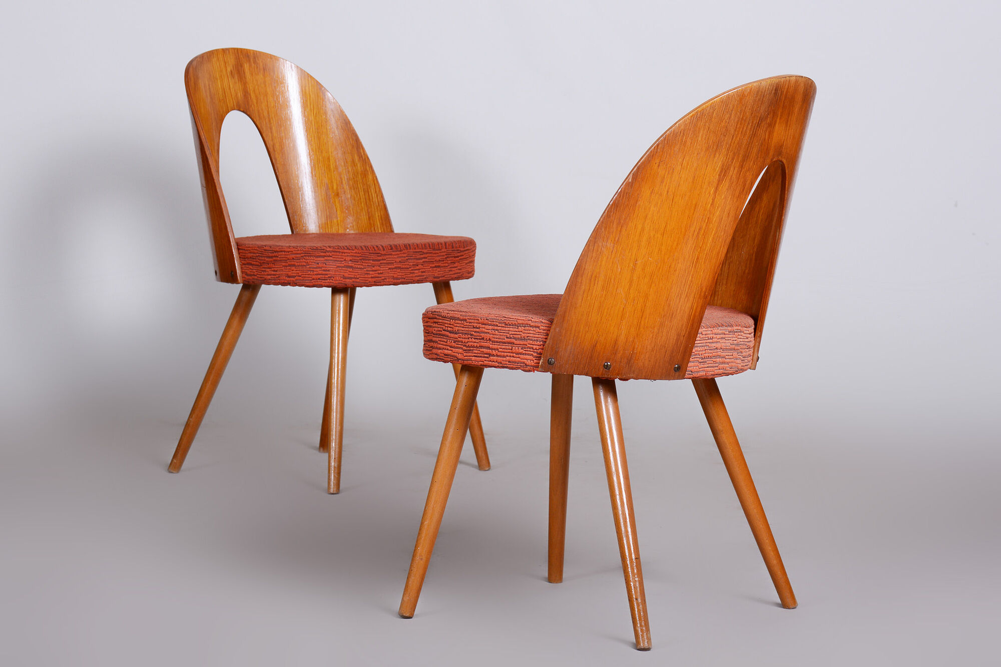 Pair of Mid Century chairs made in 1950s Czechia, designed by Antonín Šuman