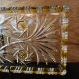 Plat rectangulaire cristal de bohême Walther Glas motif jaune et fleur